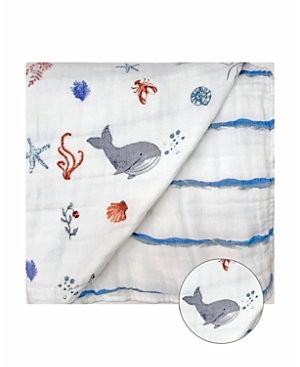 Malabar Baby Unisex 4-layer All Season Snug Blanket - Baby, Little Kid, Big Kid In Sardinian Summer (white & Blue)