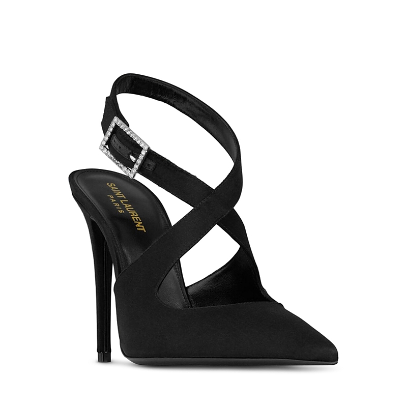 Saint Laurent Women's Spontini Slingback Pumps in Satin Crepe