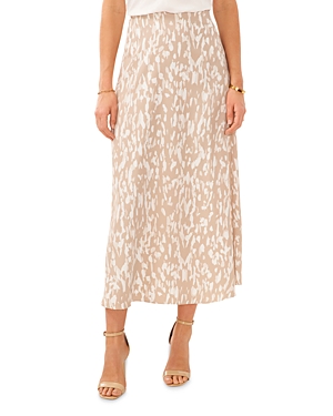 Shop Vince Camuto Printed Midi Skirt In Soft Cream