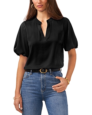Shop Vince Camuto Puffed Sleeve Top In Rich Black