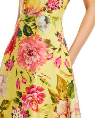 Bold Floral Print Shirt Midi Dress