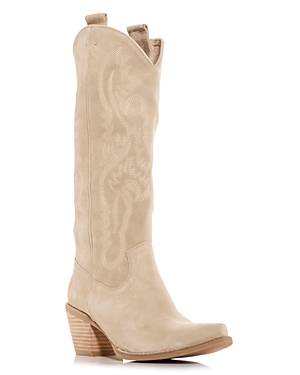 Shop Jeffrey Campbell Women's Rancher Western Block Heel Boots In Beige Suede