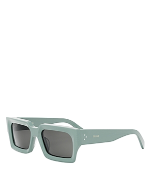 Shop Celine Bold 3 Dots Rectangular Sunglasses, 54mm In Green/gray Solid