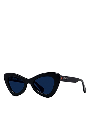 Shop Kenzo Boke 2.0 Butterfly Sunglasses, 49mm In Black/blue Solid