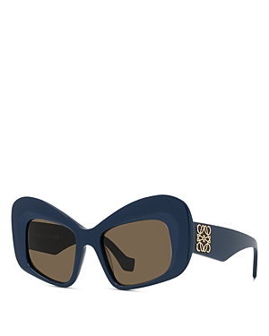 Loewe Women's Anagram 51mm Butterfly Sunglasses In Blue/brown Solid