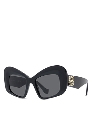 Shop Loewe Anagram Butterfly Sunglasses, 51mm In Black/gray Solid