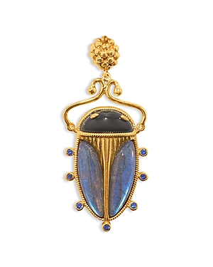 Capucine De Wulf Scarab Labradorite & Agate Pendant In 18k Gold Plated