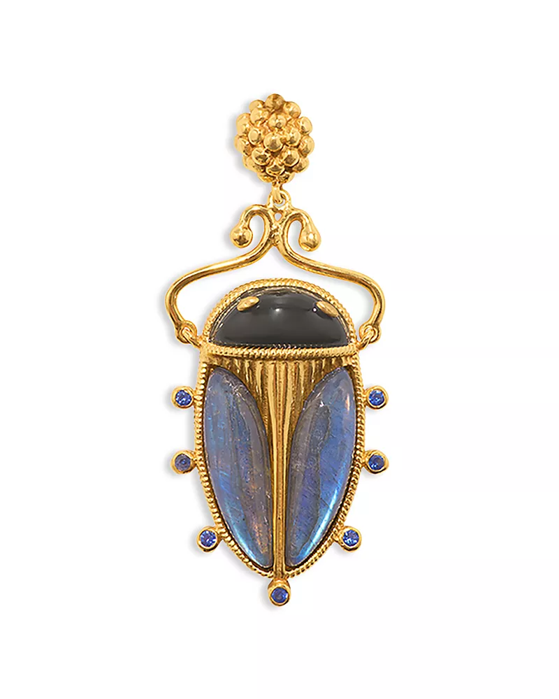 Capucine De Wulf Scarab Labradorite & Agate Pendant in 18K Gold Plated