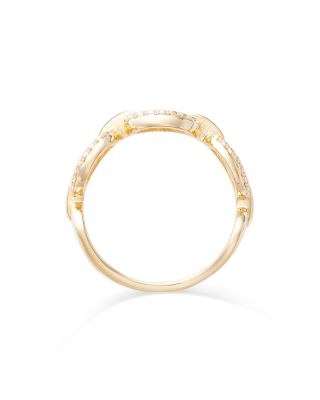 Diamond Pav&eacute; Mariner Link Ring in 14K Yellow Gold, 0.30 tcw