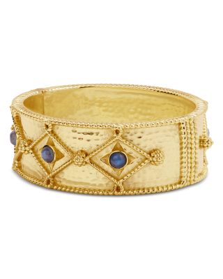 Victoria Labradorite Hinged Bangle Bracelet in 18K Gold Plated