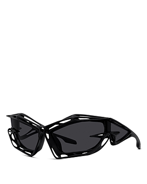 Shop Givenchy Giv Cut Cage Geometric Sunglasses, 70mm In Black/gray Solid