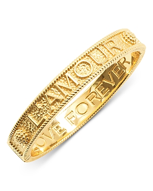 L'Amour Toujour Hinged Bangle Bracelet in 18K Gold Plated