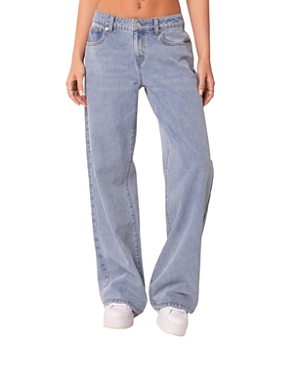 Shop Edikted Raelynn Washed Low Rise Jeans In Blue