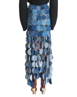 white christmas dresses Awake Mode Denim Patchwork Midi Skirt Size 6/8 main image 1