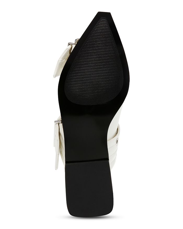Shop Steve Madden Women's Graya Pointed Toe Buckled Slingback Flats In White Patent