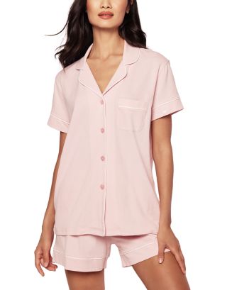 Petite Plume Pima Short Sleeve Short Set :: Pink