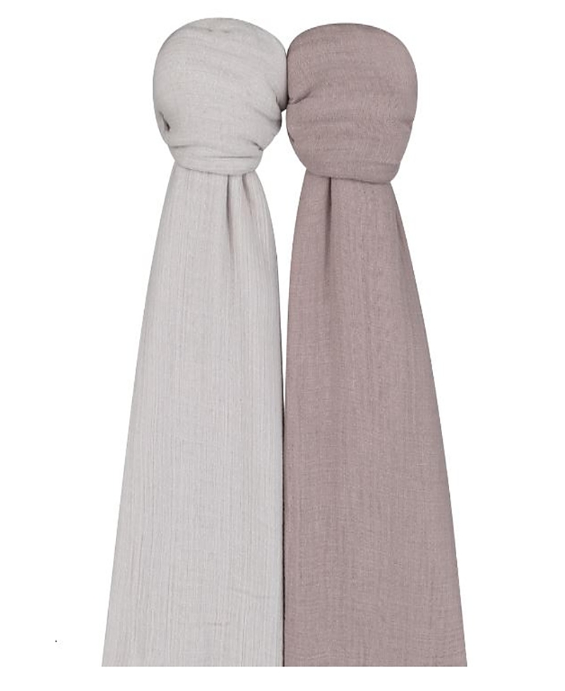 Ely's & Co. Unisex Cotton Muslin Swaddle Blanket 2 Pack - Baby In Pebble Grey Simply Taupe