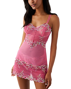 Shop Wacoal Embrace Lace Chemise In Hot Pink/multi
