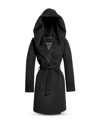 Hooded Mid Length Wrap Coat