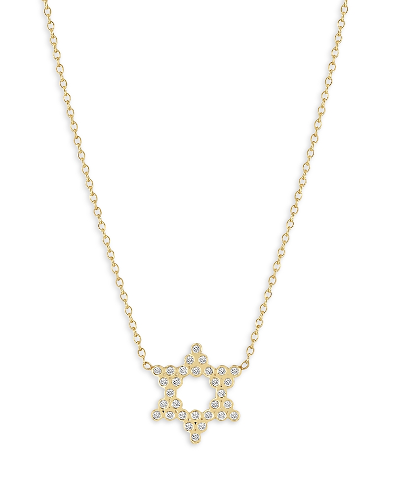 Zoë Chicco 14k Yellow Gold Diamond Bezel Star Of David Pendant Necklace, 14-16 In Gold