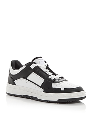 Shop Valentino Men's Freedots Low Top Sneakers In White/black