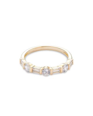 Diamond Round & Baguette Band in 14K Yellow Gold, 0.75 tcw
