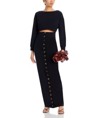 A.W.A.K.E. MODE Cutout Button Front Jersey Maxi Dress | Bloomingdale's Women