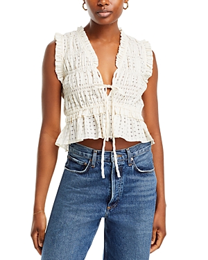 Rails Martine Seersucker Peplum Blouse In Ivory Seersucker