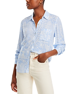 Rails Josephine Button Front Blouse In Aqua Mixed