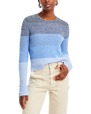 Shop Rag & Bone Kati Crewneck Ombre Stripe Sweater In Blue Multi
