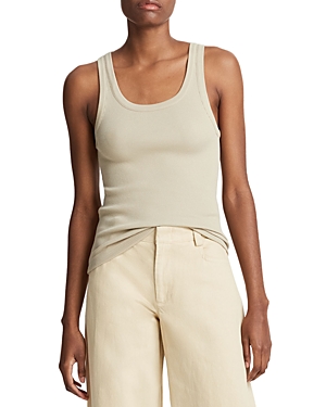 Vince Ribbed Scoop Neck Tank In Sepia