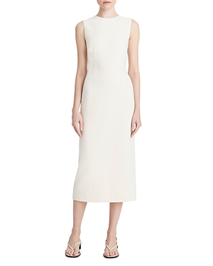 Shop Vince Sleeveless Midi Sheath Dress In Off White