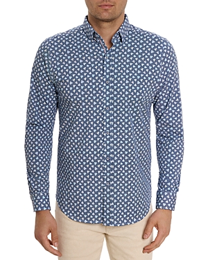 Shop Robert Graham Senan Cotton Blend Tailored Fit Button Down Shirt In Multi