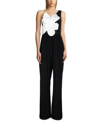 Zac Posen Floral Motif One Shoulder Jumpsuit