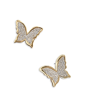 Shop Baublebar On The Fly Pave Butterfly Statement Stud Earrings In Gold Tone
