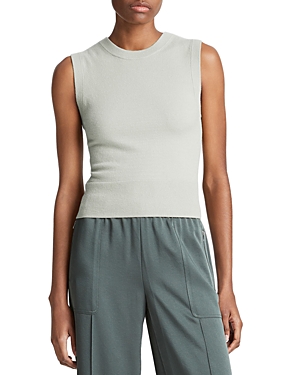 Vince Sleeveless Crewneck Sweater In Silver Sage