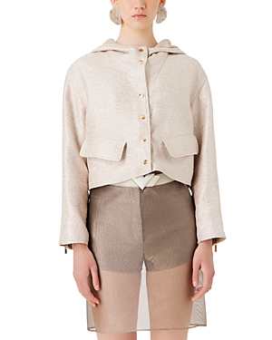 EMPORIO ARMANI METALLIC TWEED HOODED JACKET