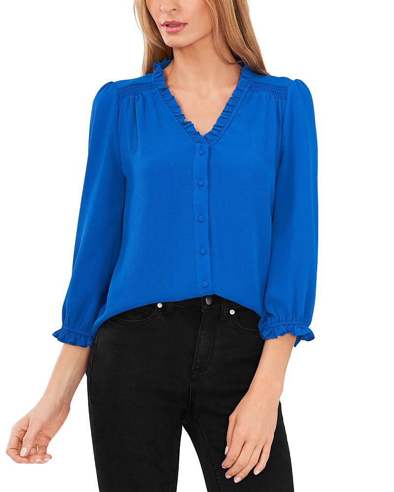 CECE CECE RUFFLE TRIM BLOUSE
