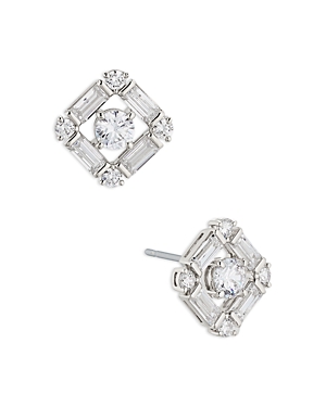 Nadri Gwen Cubic Zirconia Square Stud Earrings In Silver