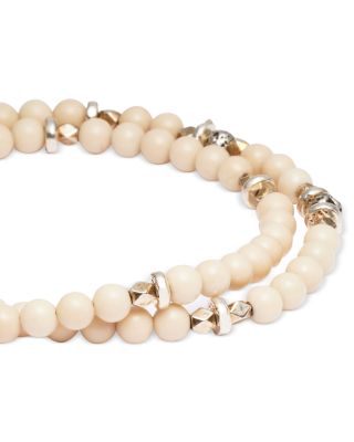 White Bone & Sterling Silver Beaded Wrap Bracelet