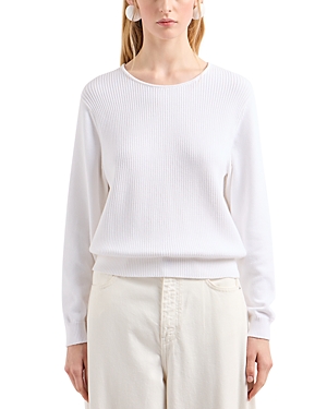 Shop Emporio Armani Ribbed Sweater In Off White