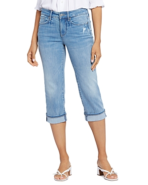 Shop Nydj Marilyn Cuffed Straight Leg Cropped Jeans In Lakefront