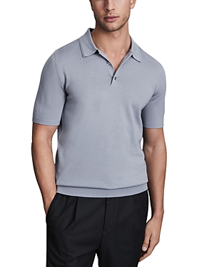 Reiss Manor Merino Wool Slim Fit Polo Shirt In China Blue