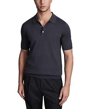 Shop Reiss Manor Merino Wool Slim Fit Polo Shirt In Blue Smoke