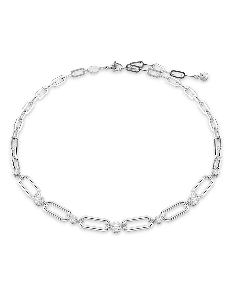Swarovski White, Gold-tone Or Rhodium Plated Dextera Necklace In Silver