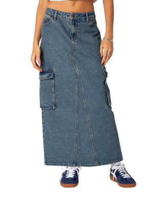 Edikted Slitted Cargo Denim Maxi Skirt | Bloomingdale's
