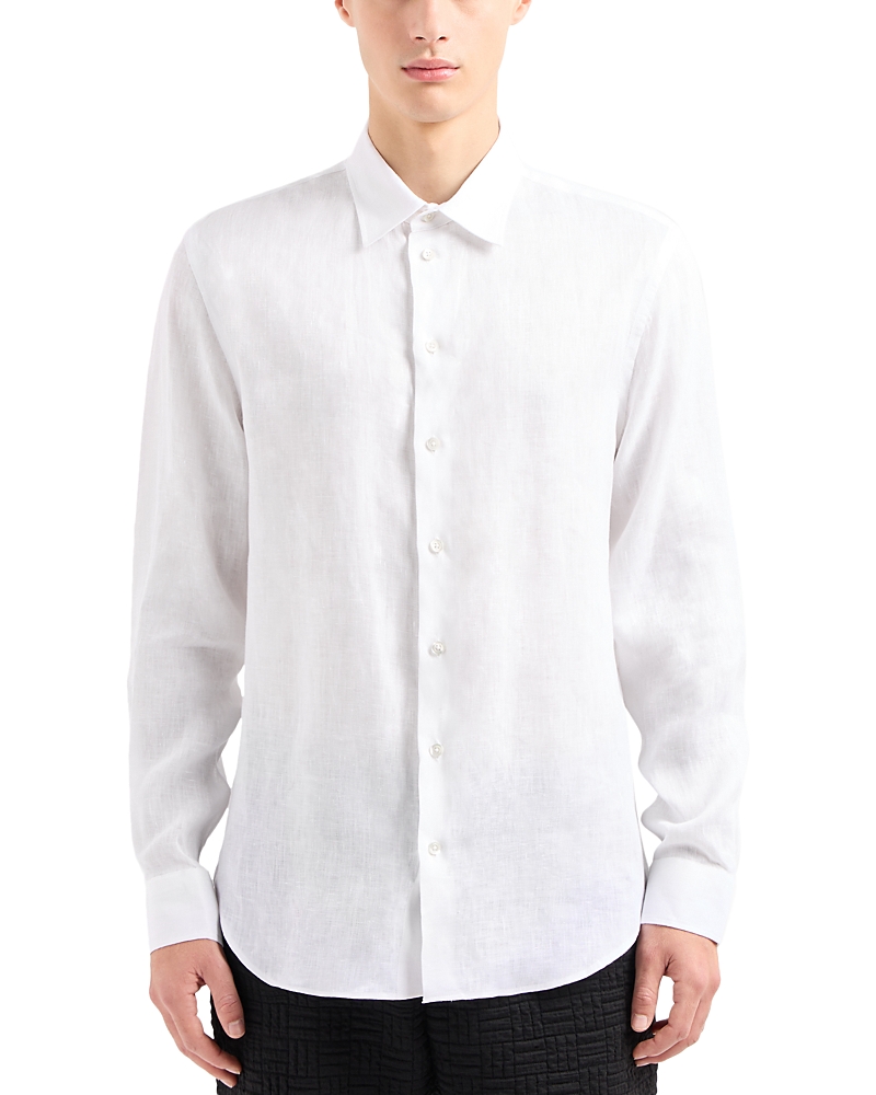 Emporio Armani Regular Fit Linen Chambray Sport Shirt