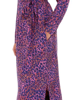 Mottled Leopard Print Midi Dress