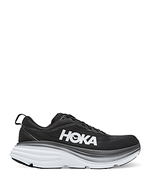 Shop Hoka Women's Bondi 8 Wide Low Top Sneakers In Black/white