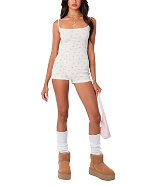 Edikted Ditsy Floral Open Back Romper In White